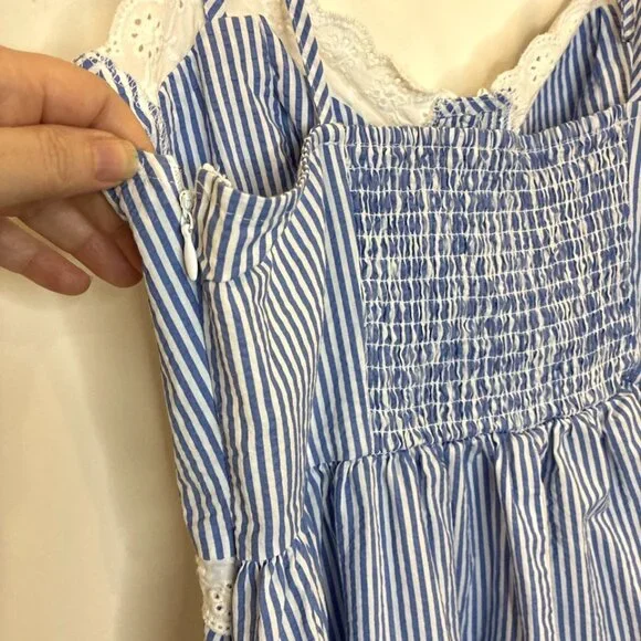 Forever 21 Mini Dress Sz M Coquette Y2K Milkmaid Lace Cottagecore Seersucker - Picture 5 of 10